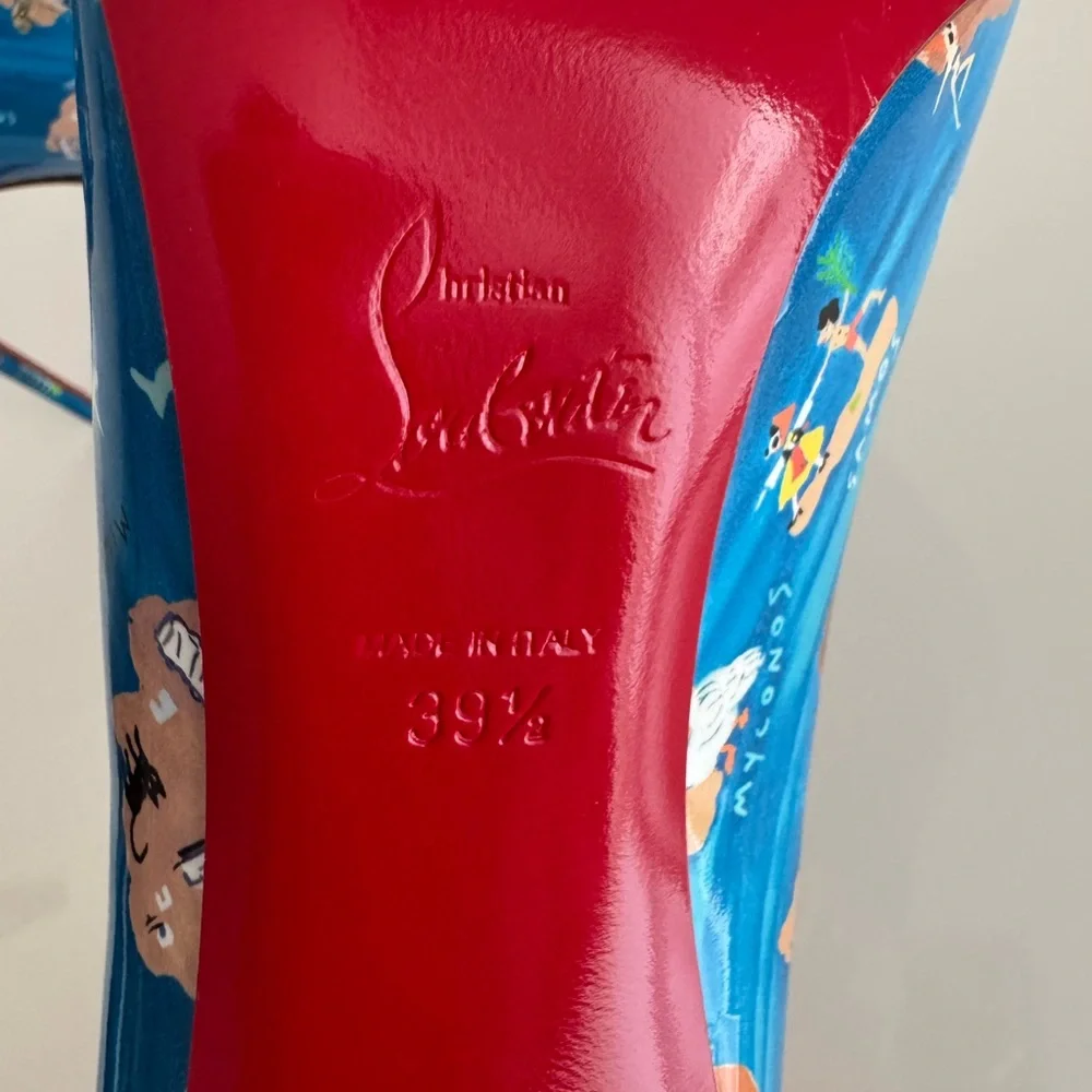 Christian Louboutin *NEW* Blue Patterned Women's Heels- Size 39.5 - Picture 13 of 13